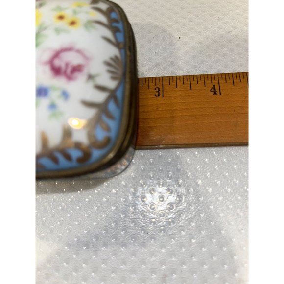 Hand Painted Floral Trinket Box Vintage Hinged Porcelain - Picture 8 of 8